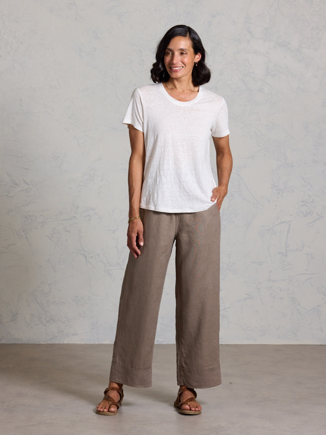 Clovelly French Linen T-Shirt Coconut