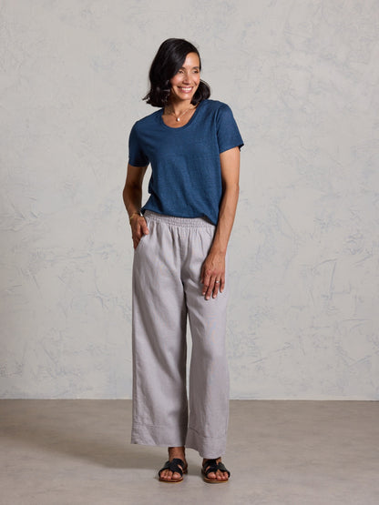 Clovelly French Linen T-Shirt Navy
