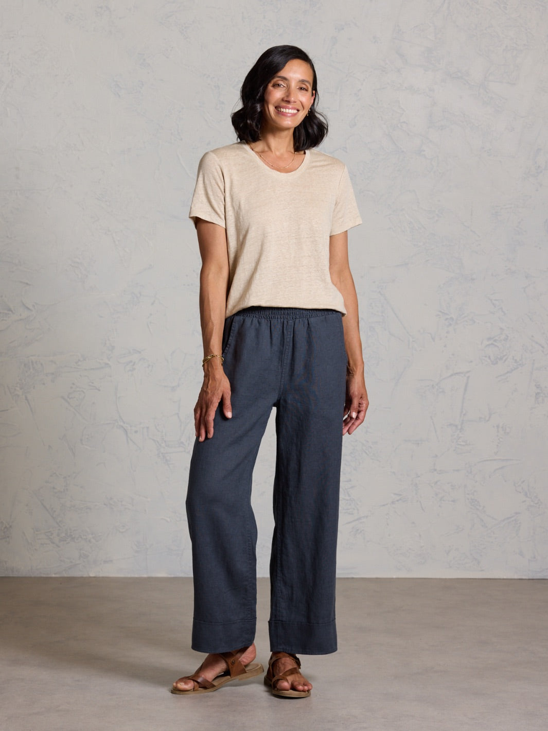 Clovelly French Linen T-Shirt Stone