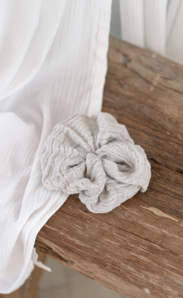 Jumbo French Linen Blend Scrunchie Natural