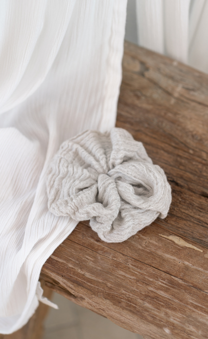 Jumbo French Linen Blend Scrunchie Natural