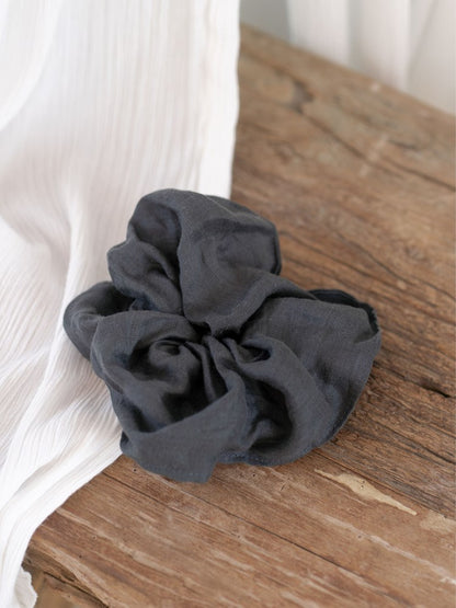 Jumbo French Linen Scrunchie Charcoal