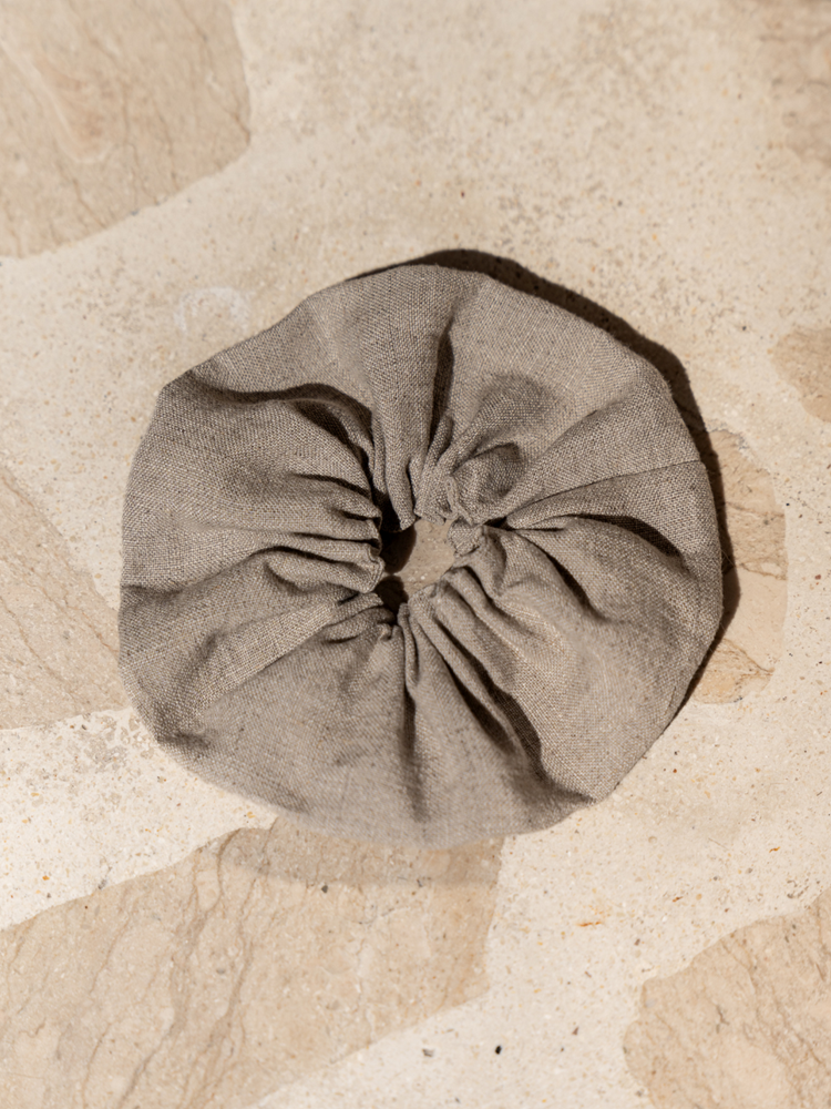 Jumbo French Linen Scrunchie Flax