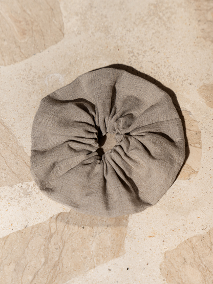 Jumbo French Linen Scrunchie Flax