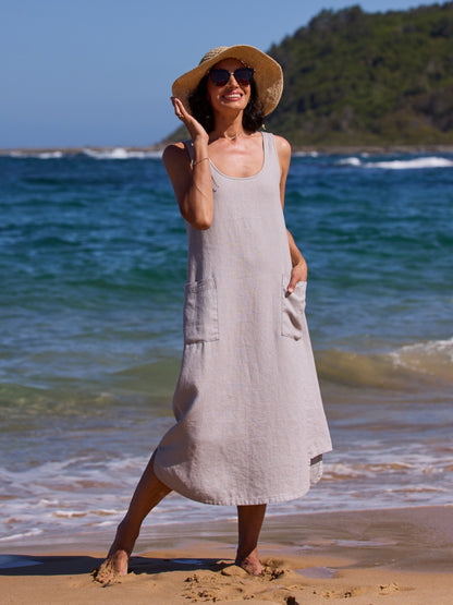 Laurel French Linen Dress Fog
