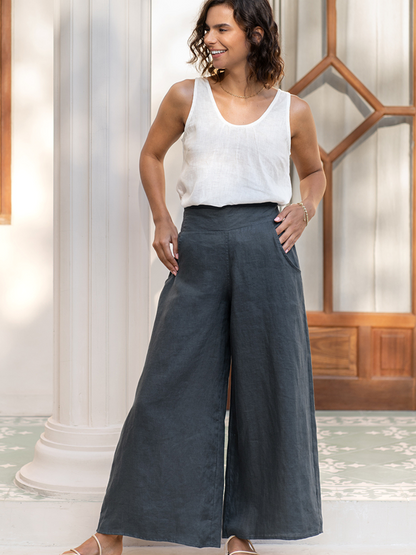 Portillo French Linen Pants Charcoal