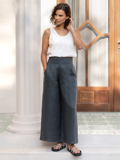 Portillo French Linen Pants Charcoal
