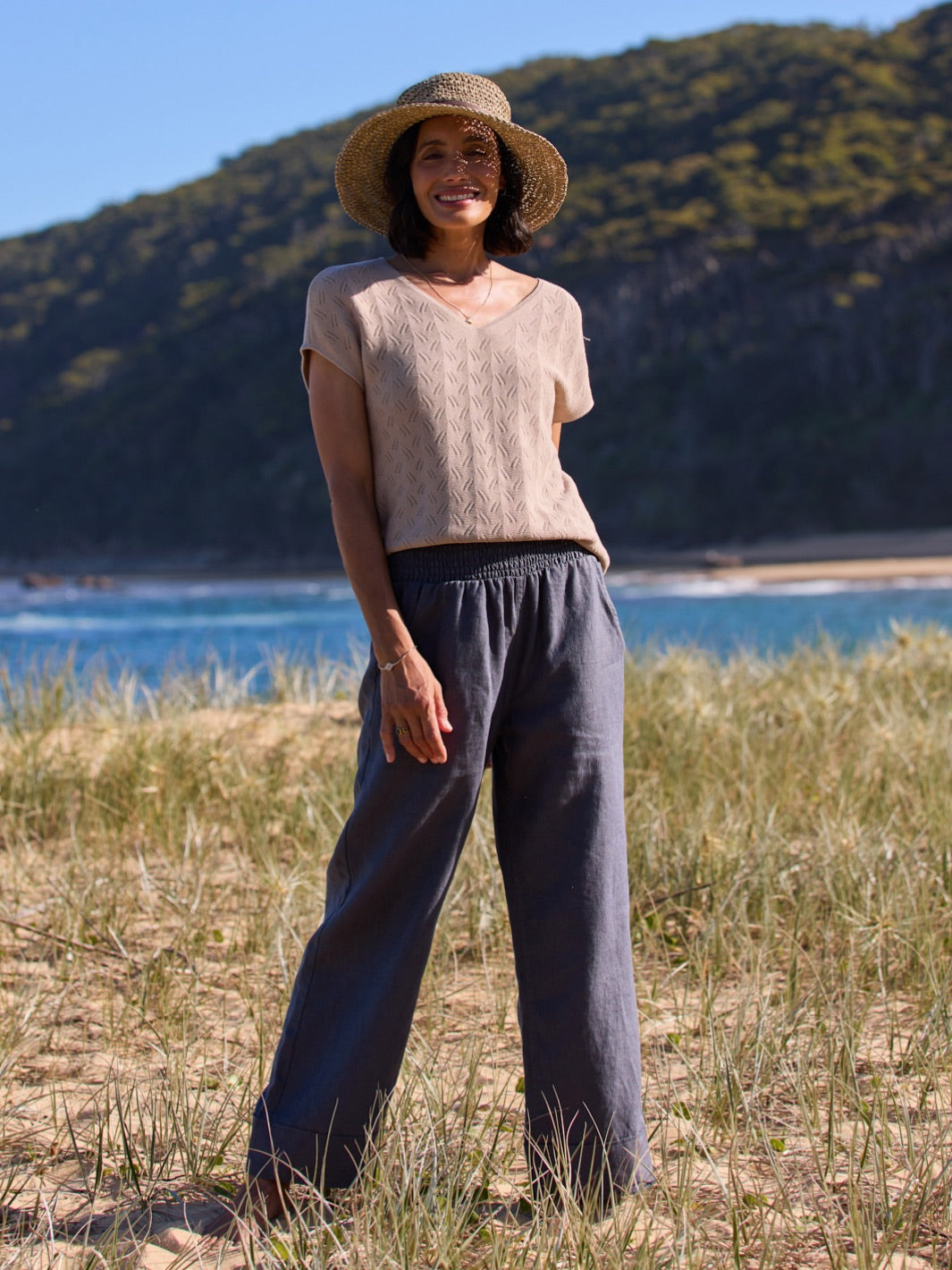 Yamba French Linen Pants Charcoal