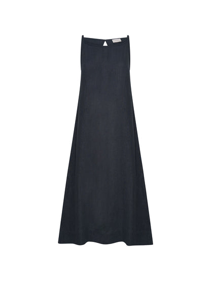Peony French Linen Dress Charcoal