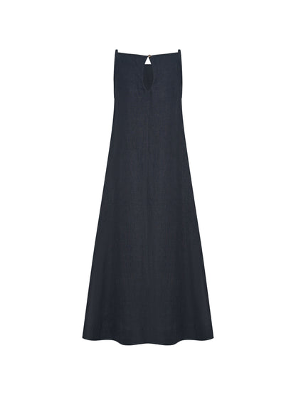 Peony French Linen Dress Charcoal