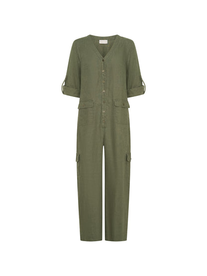Mara French Linen Jumpsuit Olive