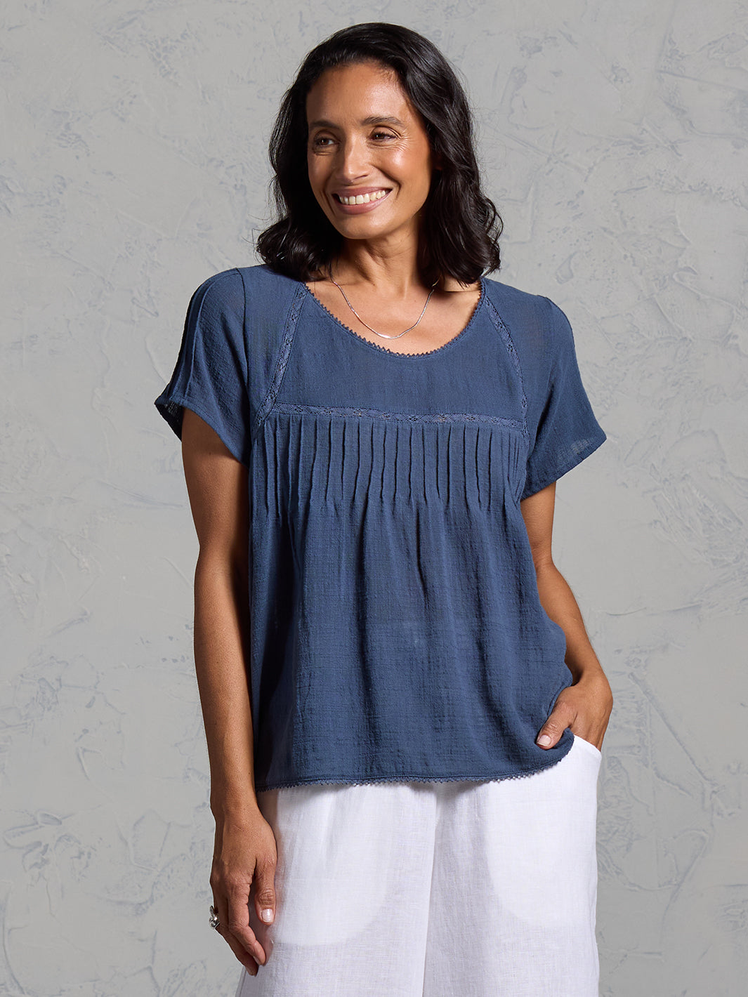 Biarritz Organic Cotton Top Navy