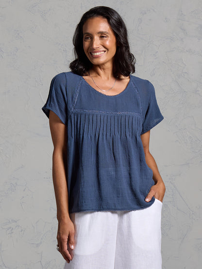 Biarritz Organic Cotton Top Navy