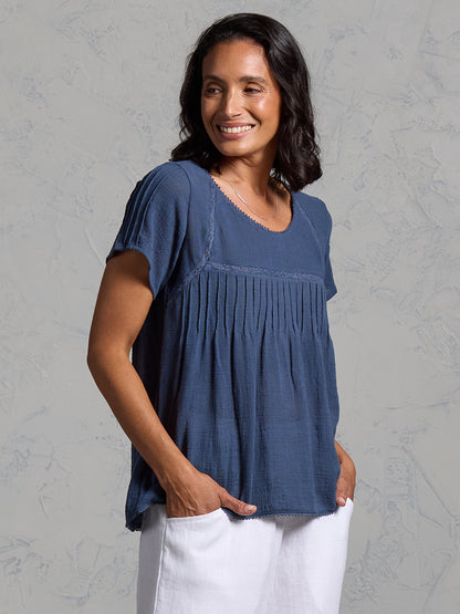 Biarritz Organic Cotton Top Navy