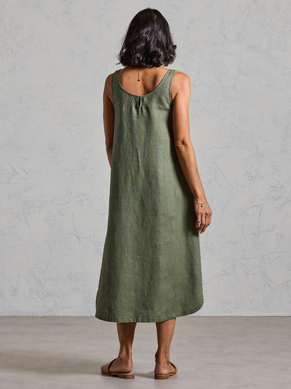 Laurel French Linen Dress Olive