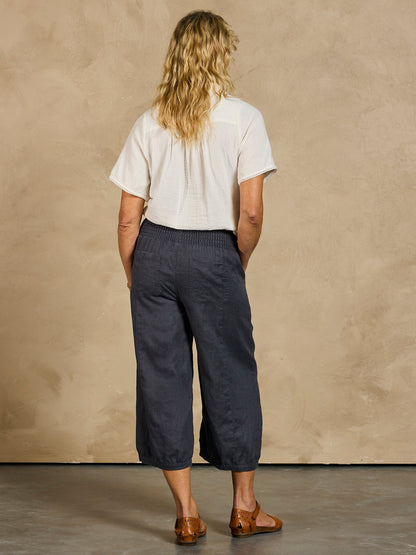 Marrakech French Linen Cropped Pants Charcoal