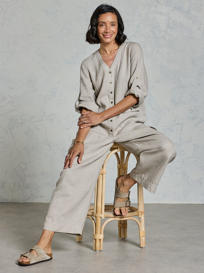 Mara French Linen Jumpsuit Flax