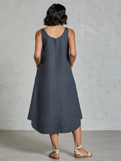 Laurel French Linen Dress Charcoal