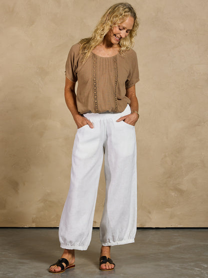 Sadhu French Linen Pants White