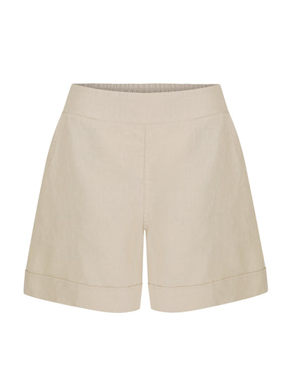 Paros French Linen Shorts Stone