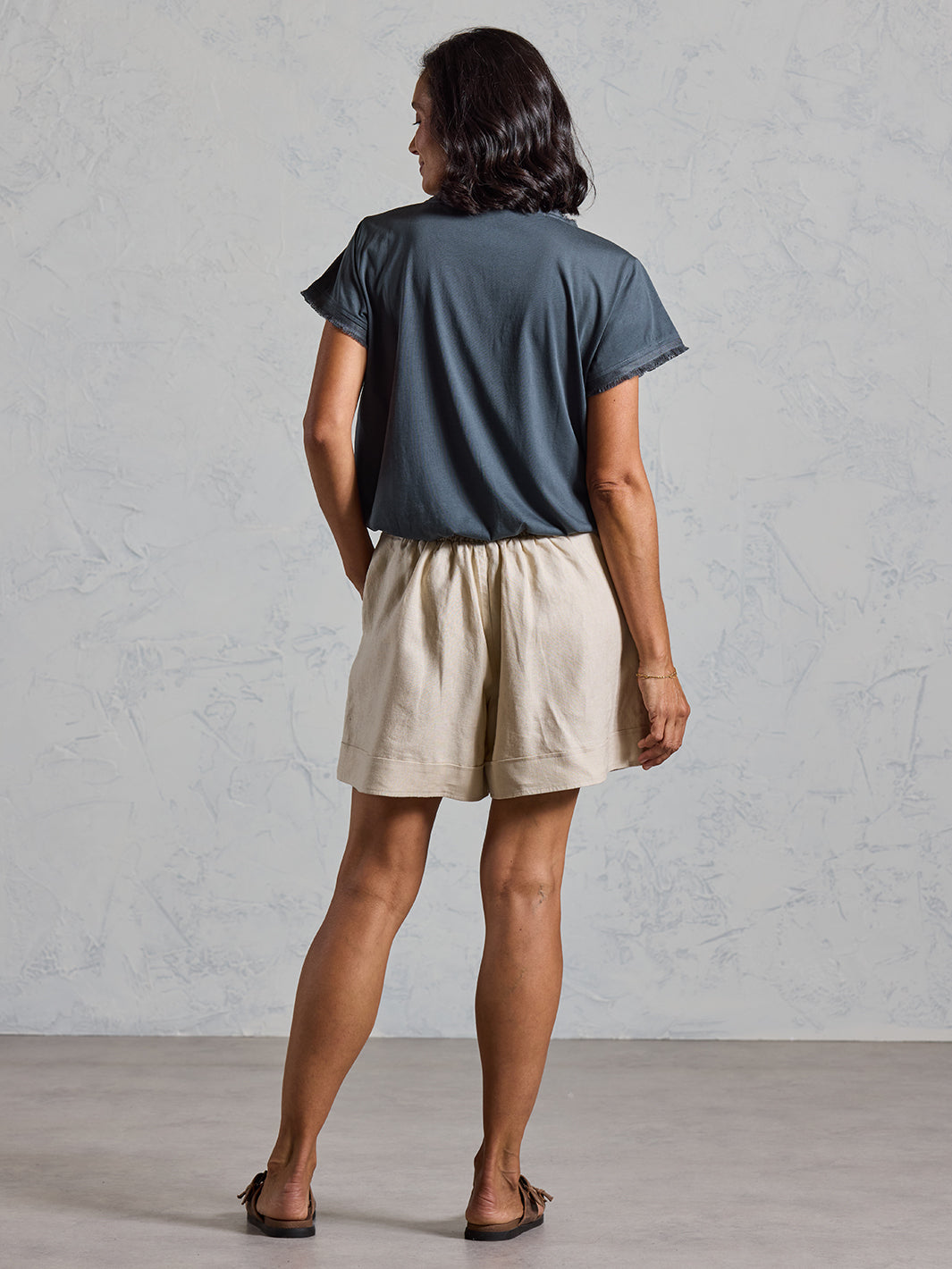 Paros French Linen Shorts Stone