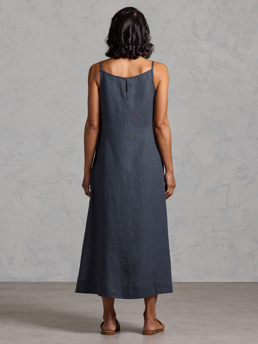 Peony French Linen Dress Charcoal