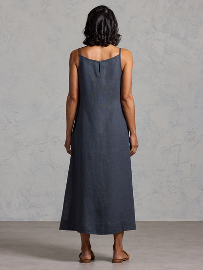 Peony French Linen Dress Charcoal