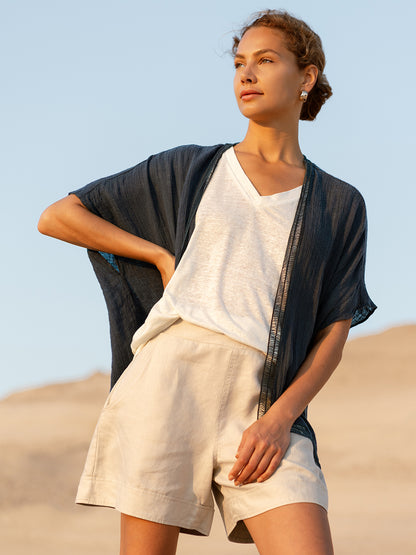 Rhea French Linen Kimono Charcoal