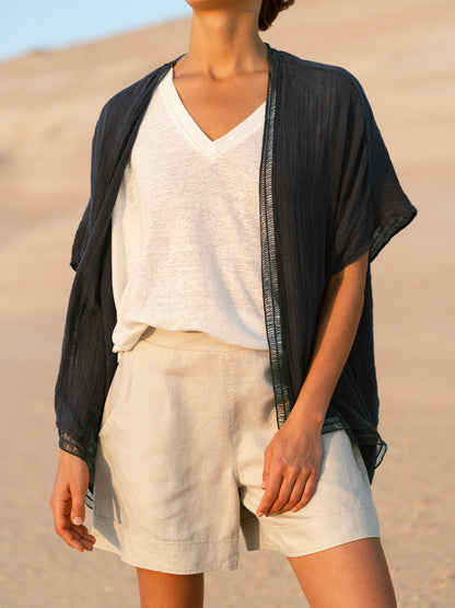 Rhea French Linen Kimono Charcoal