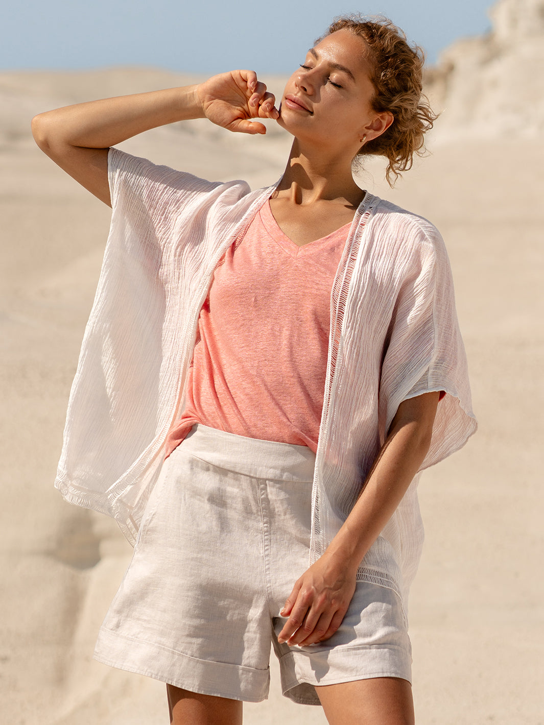 Rhea French Linen Kimono Coconut