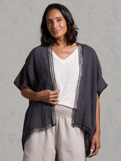 Rhea French Linen Kimono Charcoal
