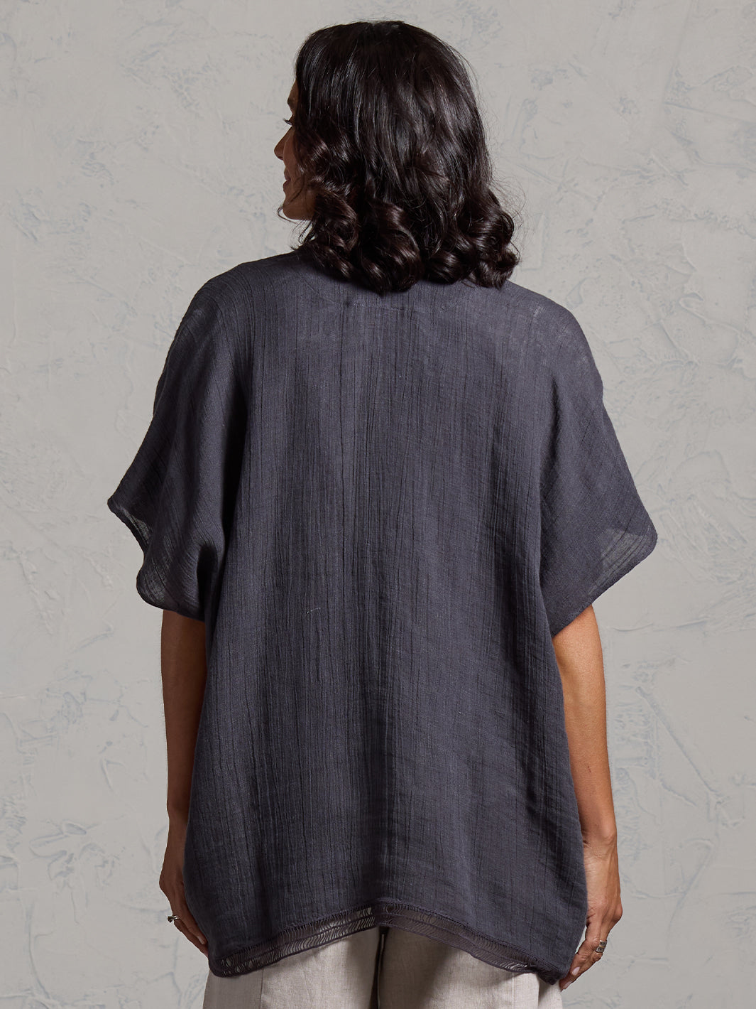 Rhea French Linen Kimono Charcoal
