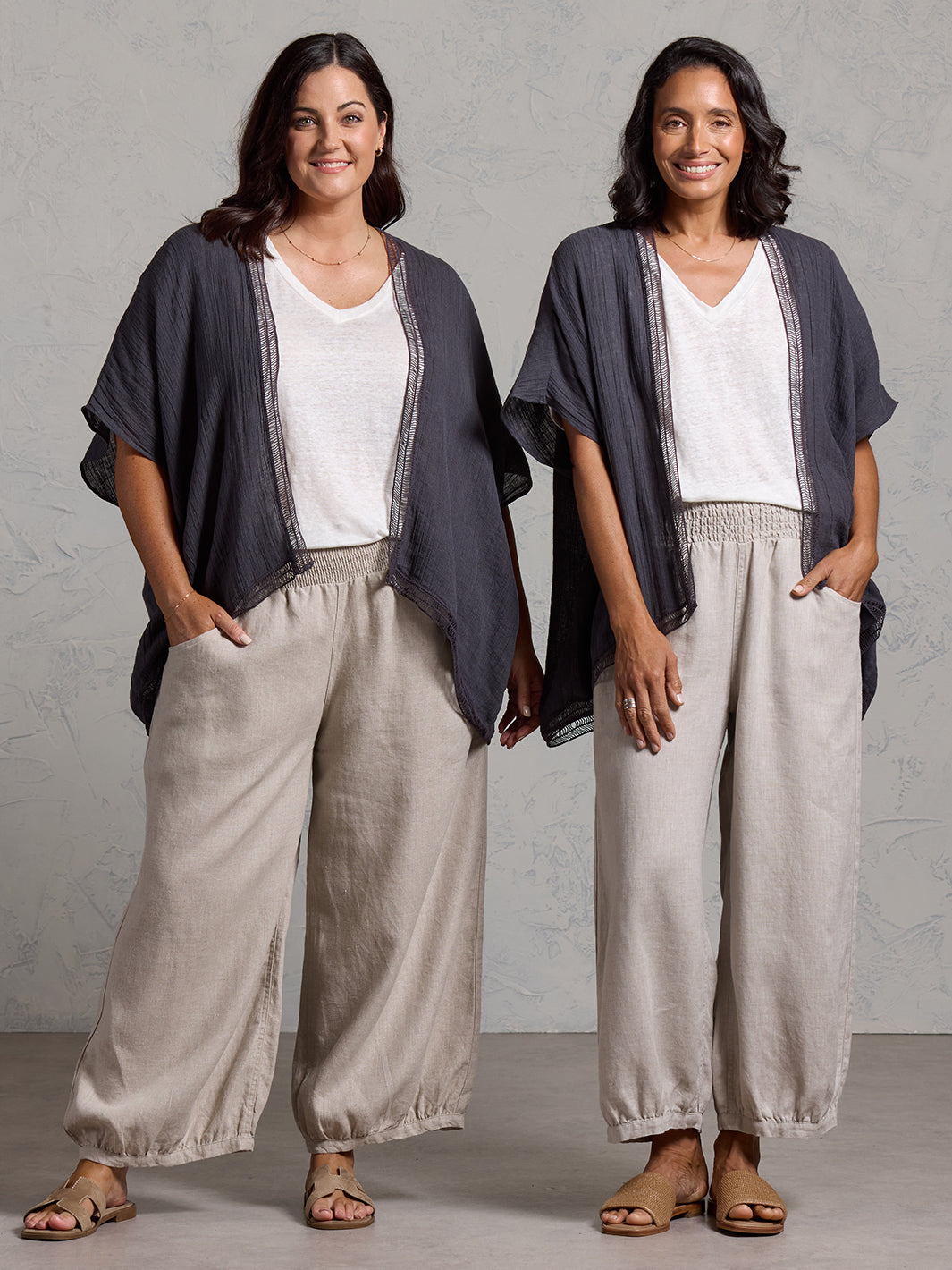 Rhea French Linen Kimono Charcoal
