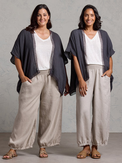 Rhea French Linen Kimono Charcoal
