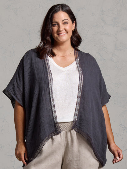 Rhea French Linen Kimono Charcoal