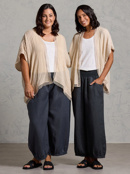 Rhea French Linen Kimono Stone
