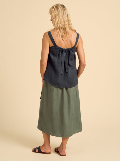 Soella French Linen Top Charcoal