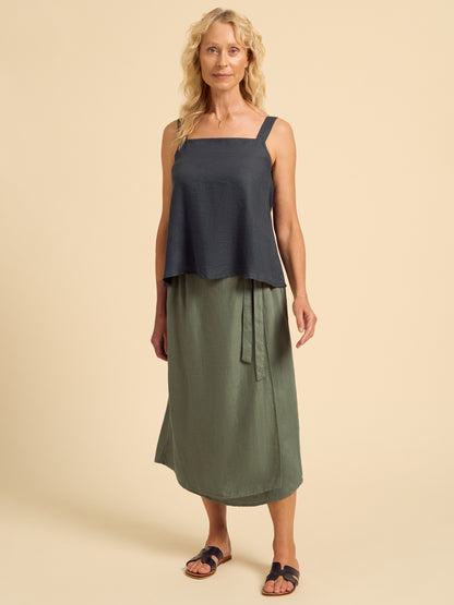 Soella French Linen Top Charcoal