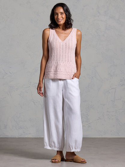 Sandlily Cotton Linen Knit Top Rosewater