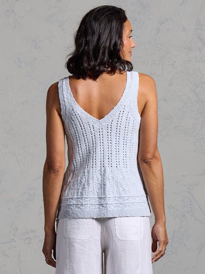 Sandlily Cotton Linen Knit Top Serene Blue