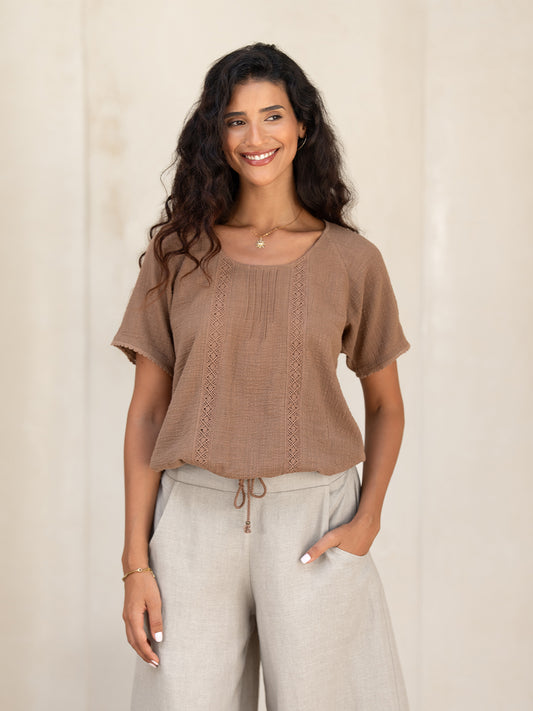 Daisy Organic Cotton Blouse Cinnamon
