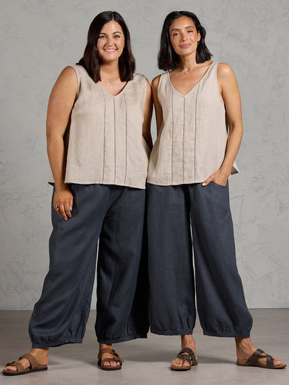 Giana French Linen Top Almond