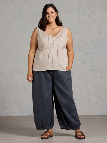 Giana French Linen Top Almond