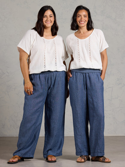 Goa French Linen Pants Pacific Blue
