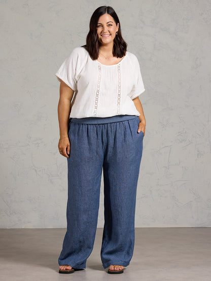 Goa French Linen Pants Pacific Blue