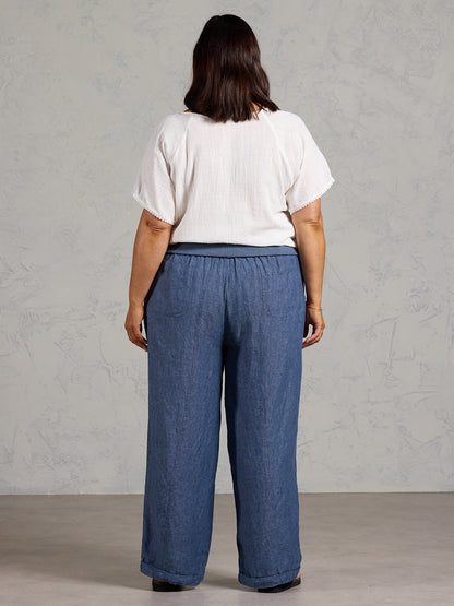 Goa French Linen Pants Pacific Blue