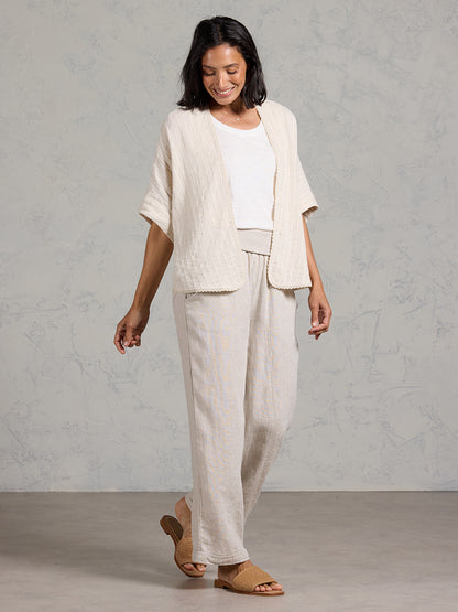 Laia Cotton Linen Kimono Oat Stripe