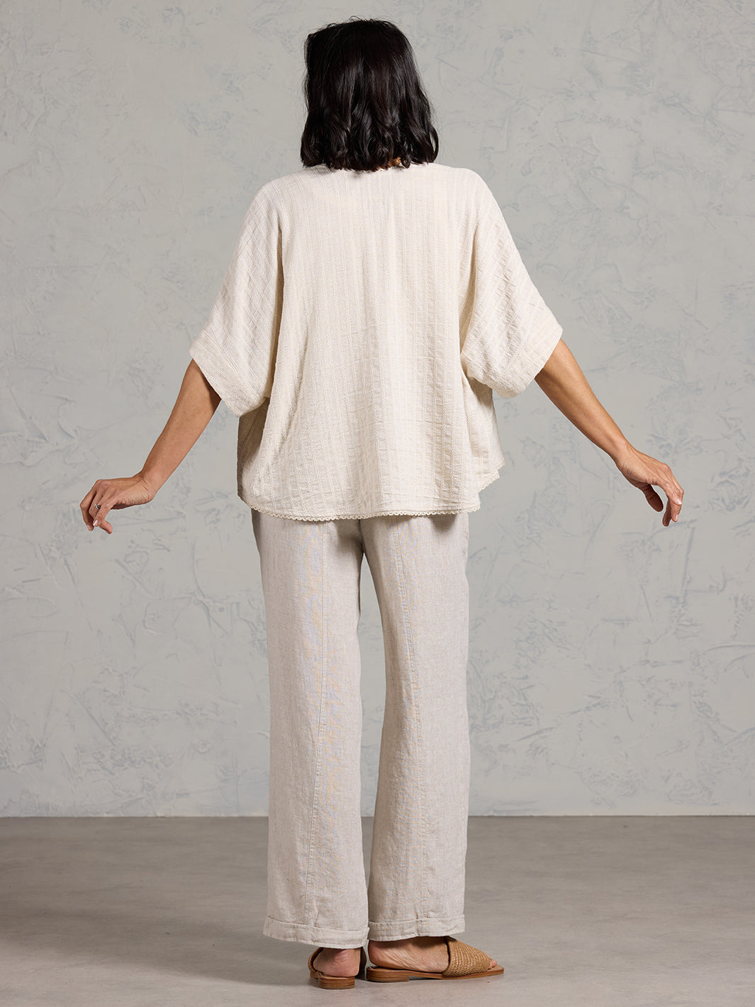 Laia Cotton Linen Kimono Oat Stripe