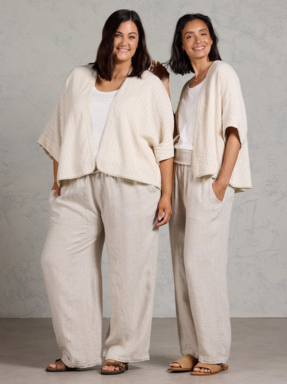 Laia Cotton Linen Kimono Oat Stripe
