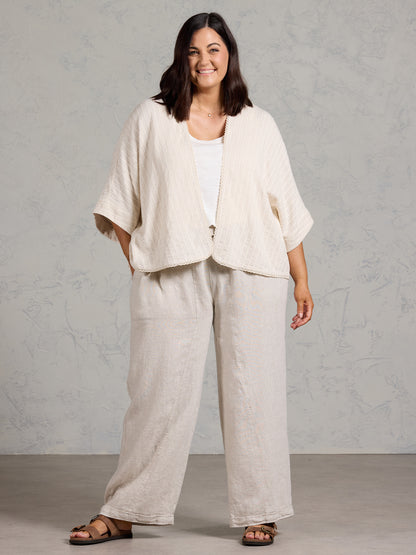 Laia Cotton Linen Kimono Oat Stripe